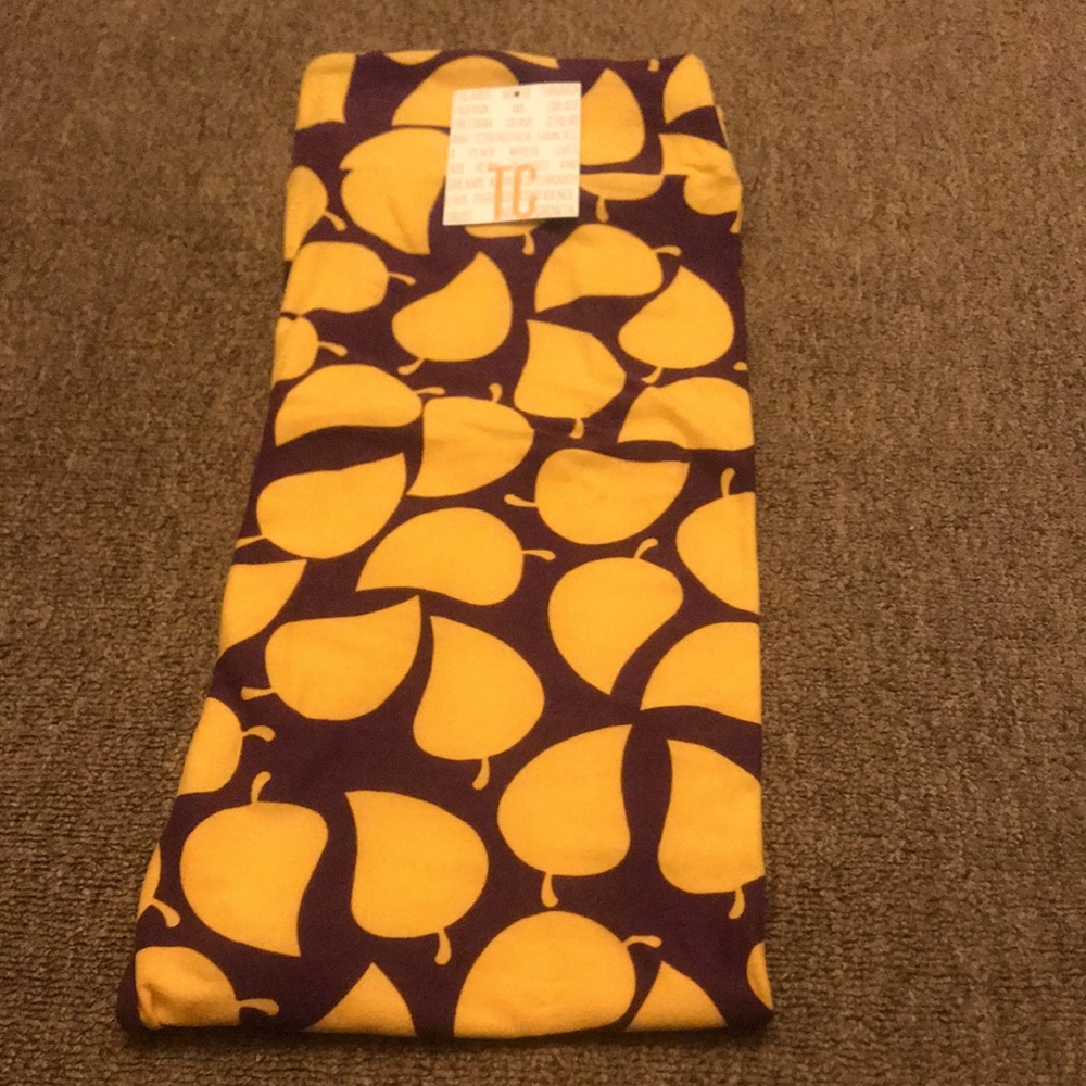 Lularoe tc leggings leaf design purple mustard NEW